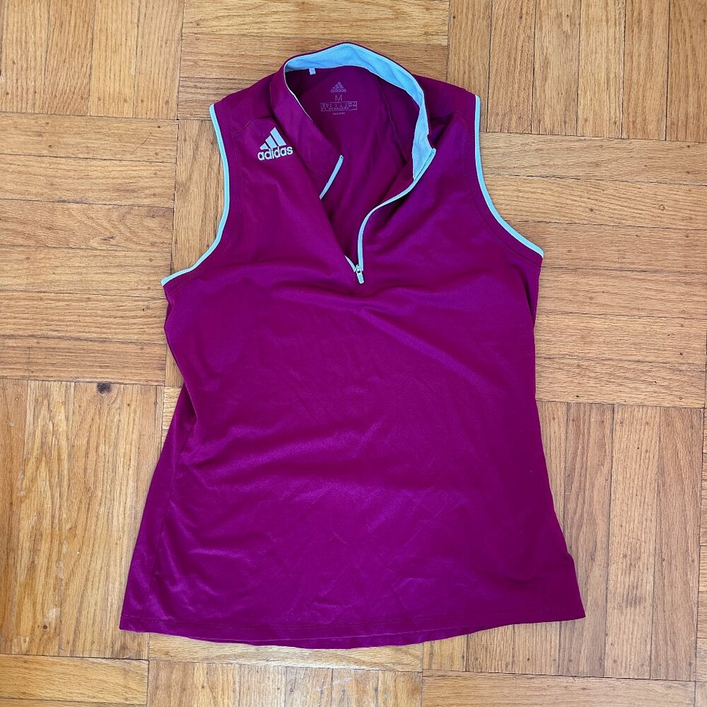 NWT adidas Women's Gradient Zip Sleeveless Polo Shirt sz M